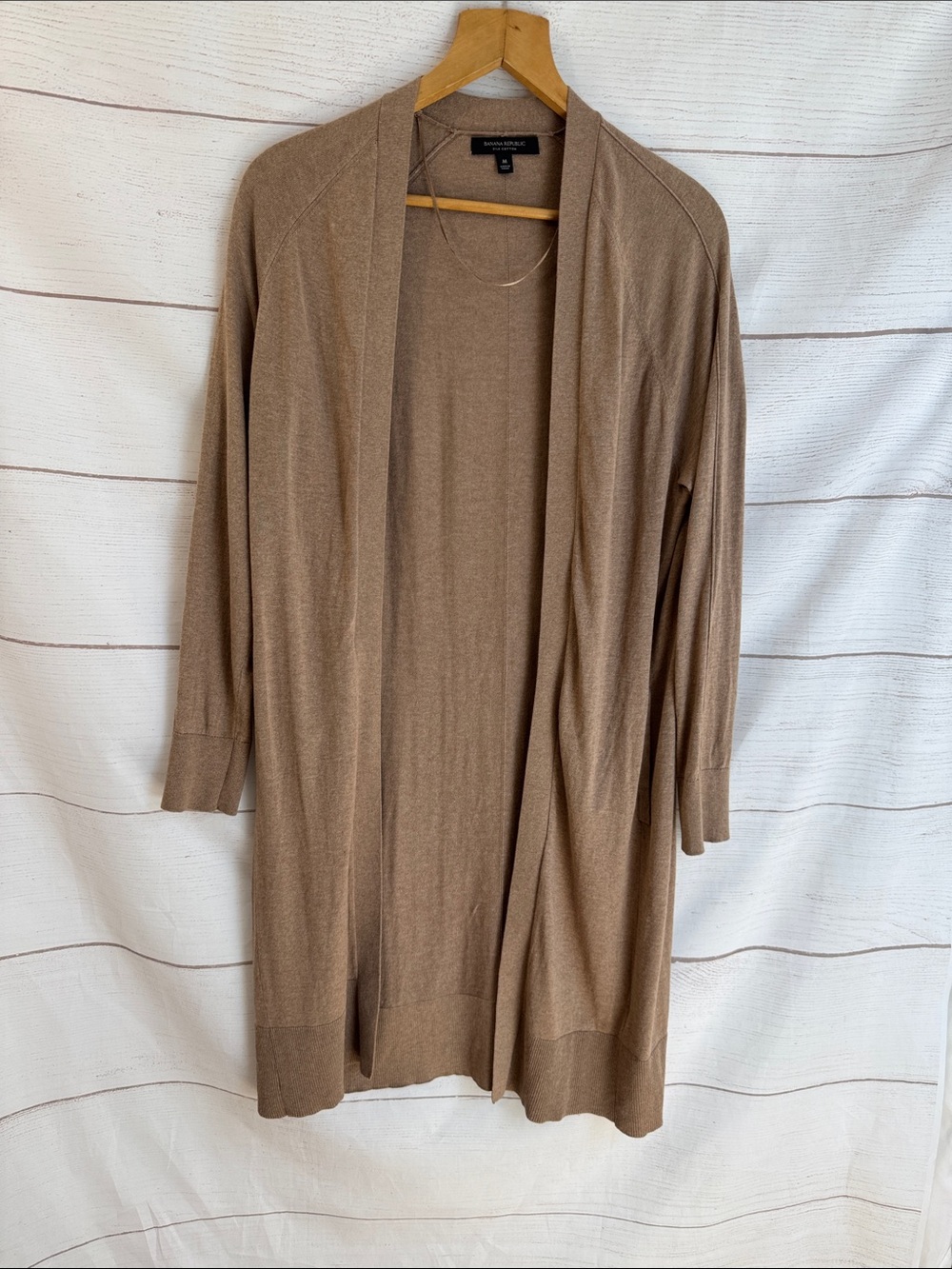 Women's Banana Republic Silk Cotton Open-Front Cardigan Camel Brown Medium